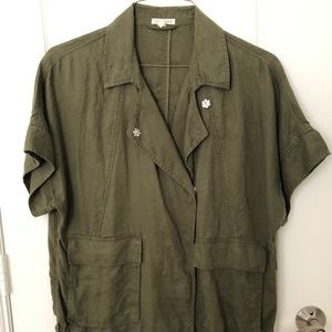 EILEEN FISHER Organic Linen Jacket Olive Green